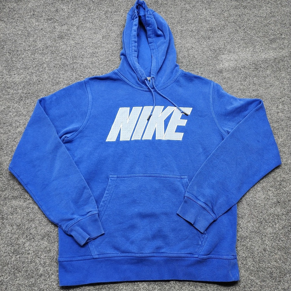 Vintage Nike Mens Medium Blue Travis Scott Center‎ Spell Out Hoodie Sweatshirt